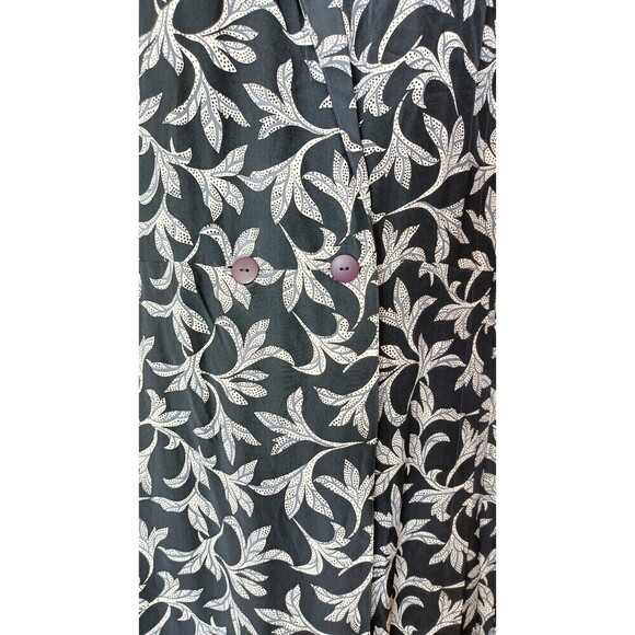 Silk Studio True Wrap Dress Size 10 Petite 100% Silk Black Gray Floral Print VTG - Picture 6 of 15